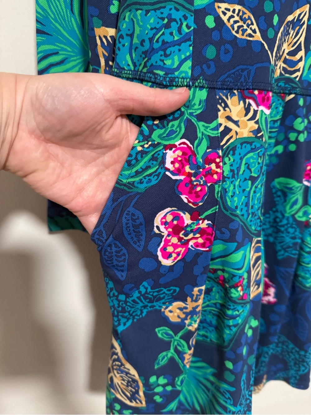 Lilly Pulitzer Luxletic Delmar Floral Blue Long Sleeve Athletic Dress Size Small - Picture 7 of 12